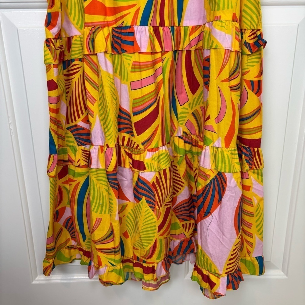 Flora Bea NYC Carey Maxi Dress Yellow Tiered Ruffle Small NWOT - Picture 10 of 12